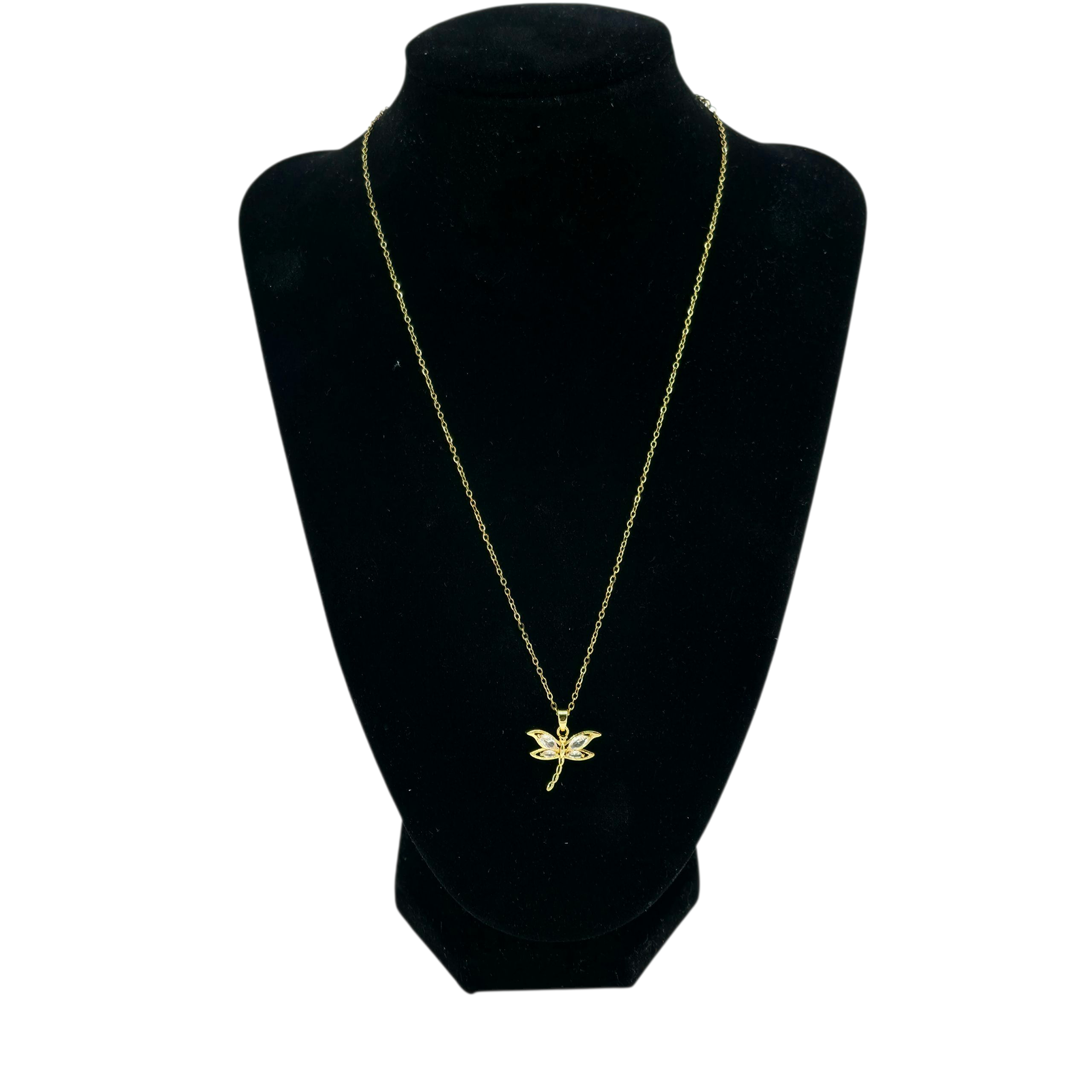 Collier Libellule Dorée & Zircons