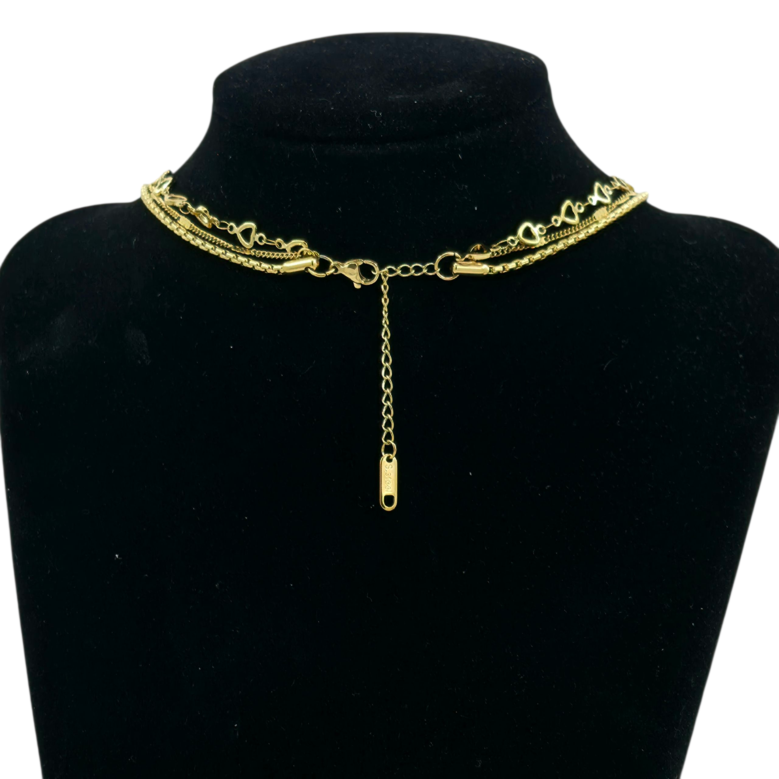 Collier 3 chaînes dorées style romantique