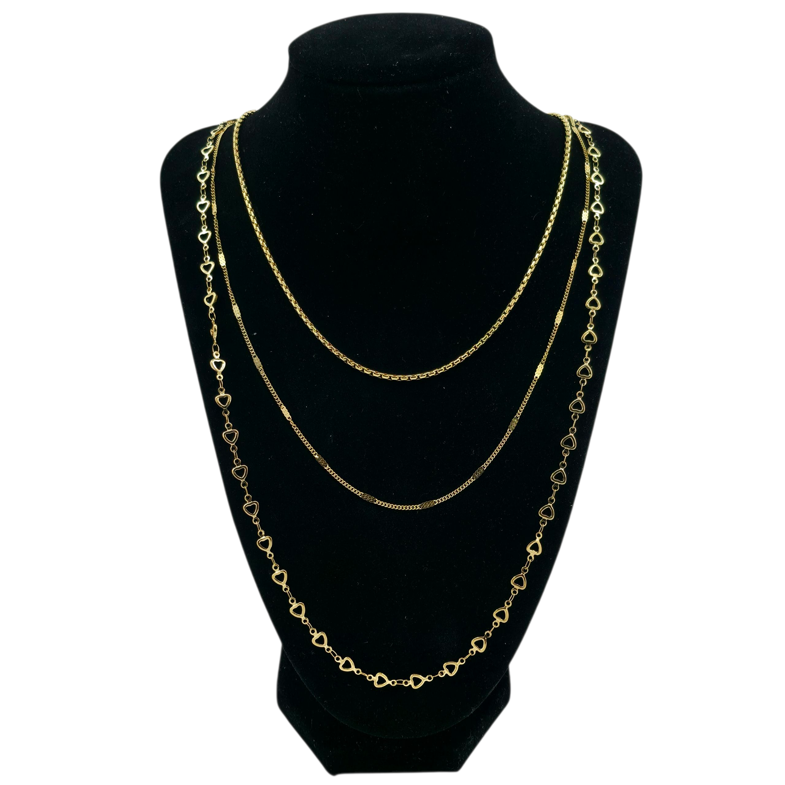 Collier 3 chaînes dorées style romantique
