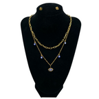 Collier Double Eil Grec + Boucles Protection Élégante