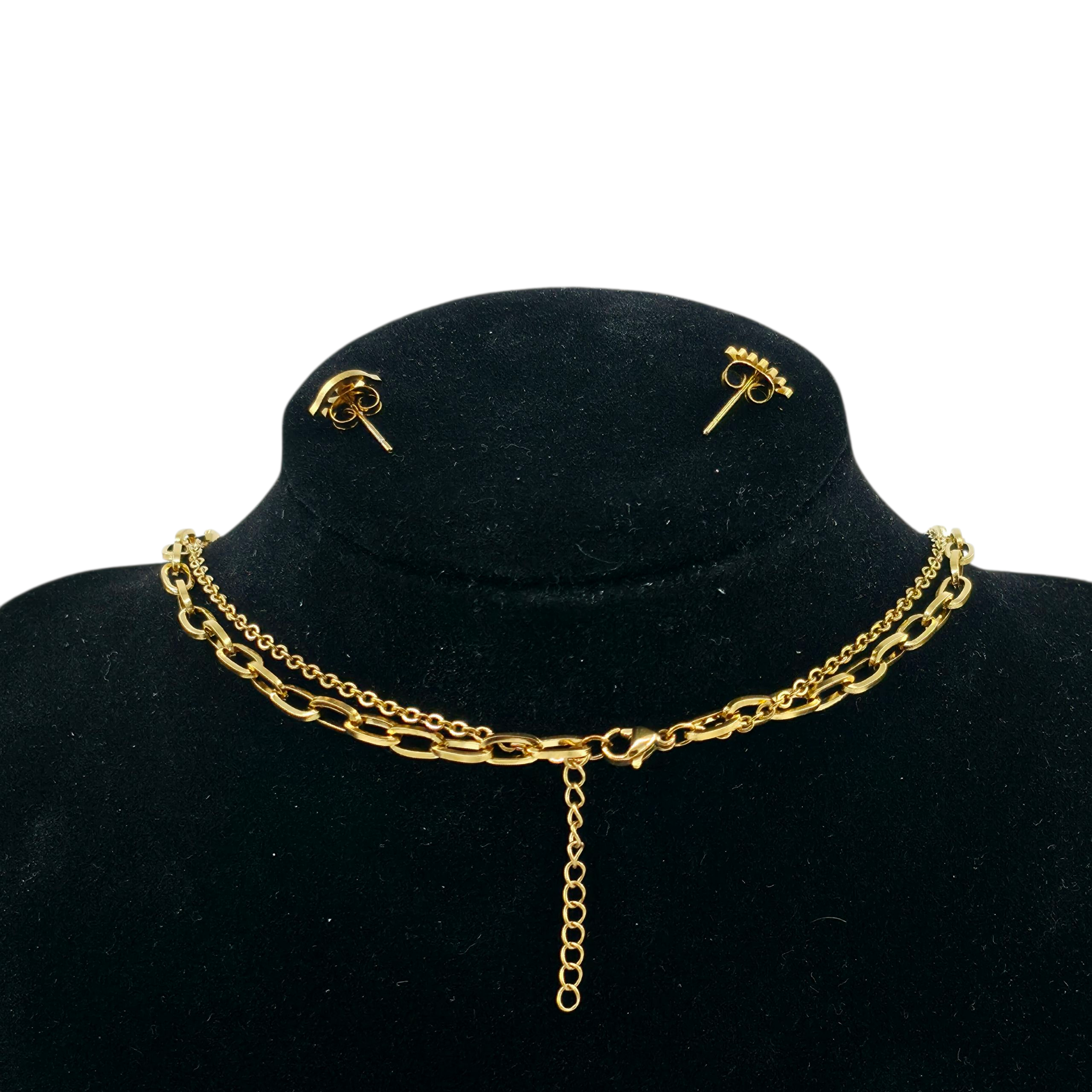 Collier Double Eil Grec + Boucles Protection Élégante