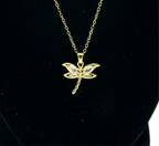Collier Libellule Dorée & Zircons