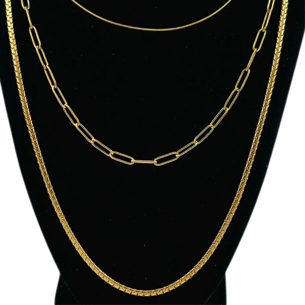 Collier 3 Rangs chaîne - Doré