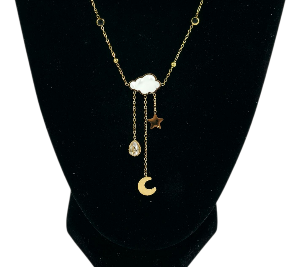 Collier Nuage & Astres Dorés